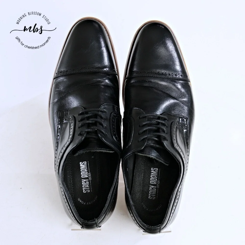 Stacy Adams Atticus Cap Toe Leather Oxfords Black Men 10‎